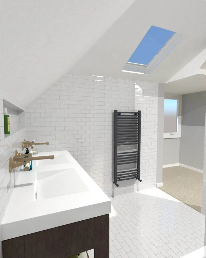 3D Loft Bathroom Design Greenwich